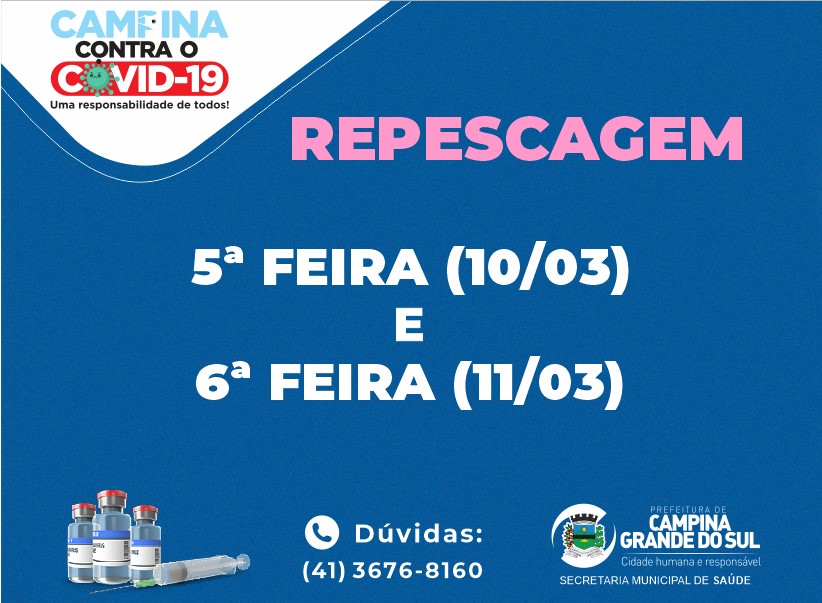 Prefeitura anuncia cronograma de vacinação para próxima quinta e sexta-feira (10 e 11 de março)
